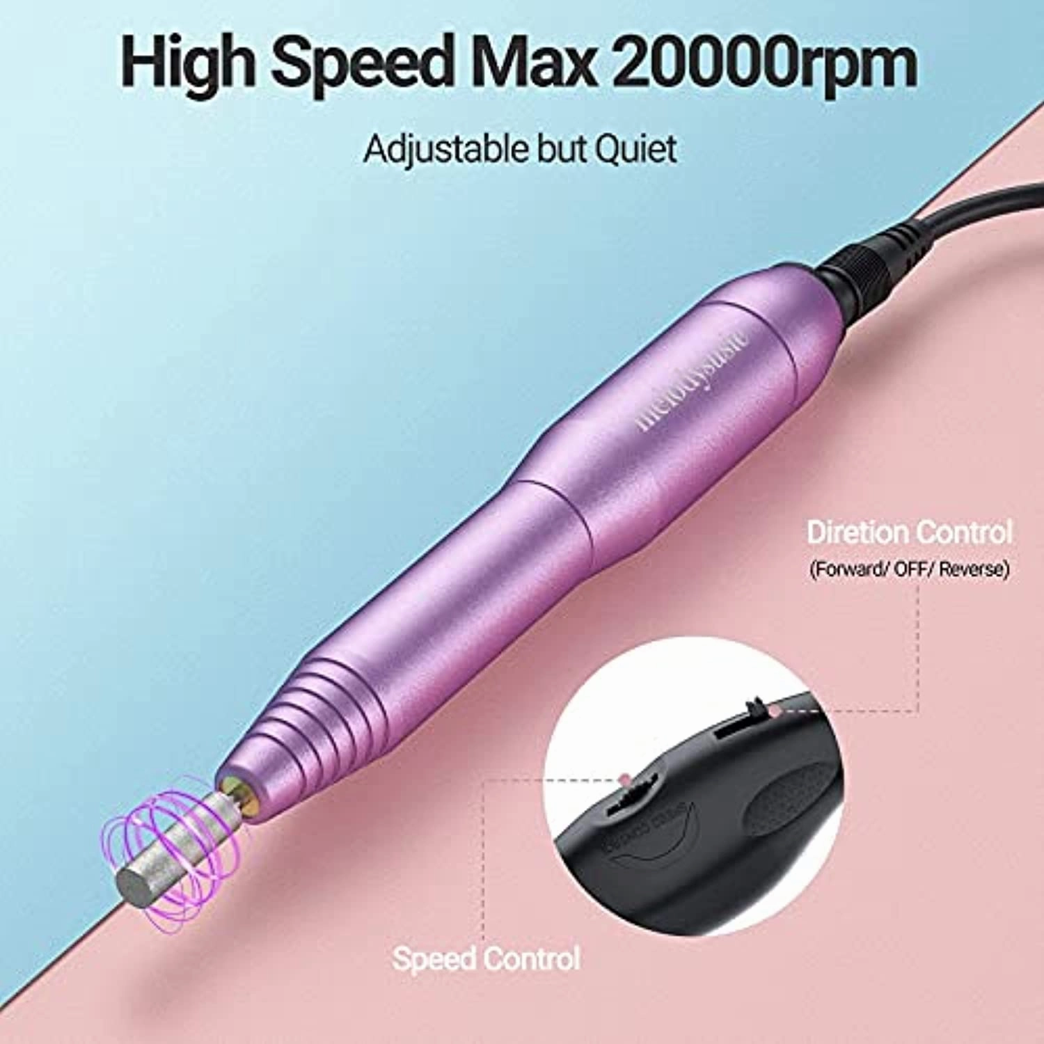 MelodySusie Portable Electric Nail Drill with Acrylic Nail Clipper, Compact Efile Electrical Professional Nail File Kit for Acrylic, Gel Nails, Manicure Pedicure Polishing Shape Tools Design for Home
