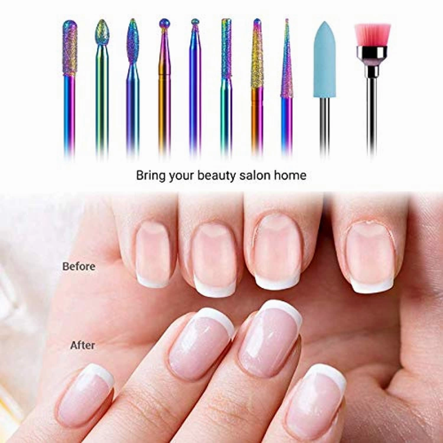 MelodySusie Professional Rechargeable 30000 rpm Nail Drill with 10Pcs Diamond Nail Drill Bit Set, Portable Electric E File Scamander, Acrylic Gel Grinder Tools with 6 Bits and Sanding Bands