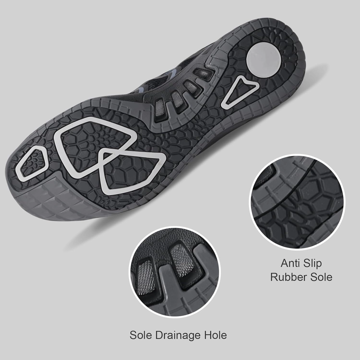 Mens Water Shoes Barefoot Water Sports Socks Barefoot Outdoor Sneaker Hiking, & Kayaking (Beach, Swimming, River) Hydro Sport Black and Charcoal Shoes