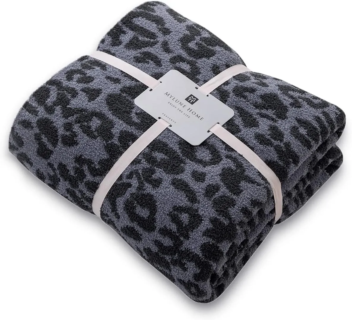MH MYLUNE HOME Ultra Soft Leopard Throw Blanket (50x60 inches) Microfiber Blanket Plush Warm Reversible Cheetah Blanket Leopard Pattern Throw for Couch Bed Sofa - Dark Blue and Charcoal Gray, 50"x60"