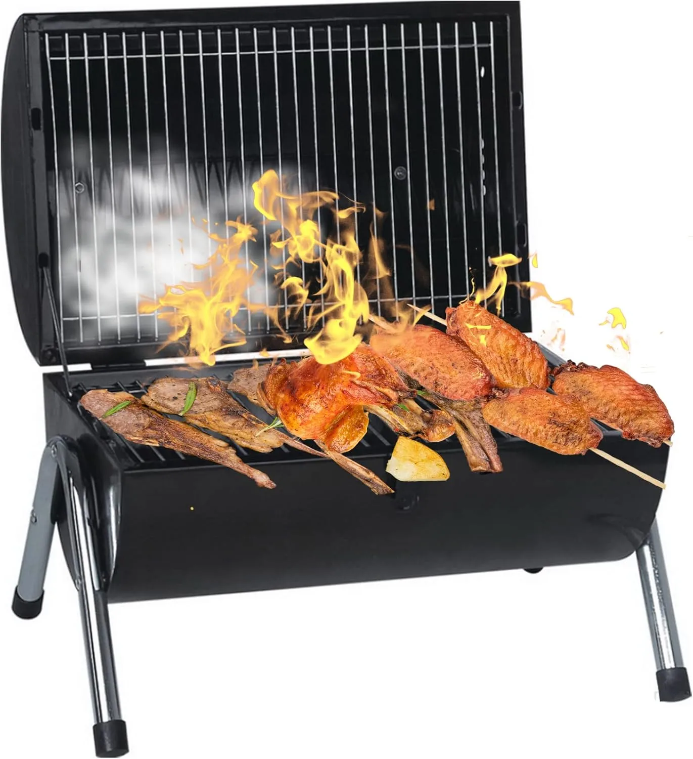 Mini Folding Portable Double Charcoal Grill for Patio Backyard Camping Anywhere Outdoor Cooking