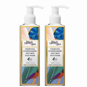 Mirah Belle - Charcoal, Juniper Berry (Pack of 2) - Oily Skin Face Wash - Anti Acne - Natural, Vegan, Cruelty Free - Sulfate and Paraben Free - 400 ml