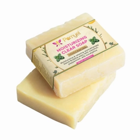 Moisturizing Clear Soap with Olive Oil & Shea Butter – Hydrating Face & Body Soap Bar, Peppermint & Lemon Essential Oils, Gentle Natural Cleanser for Soft, Healthy Skin - (2 bars)
