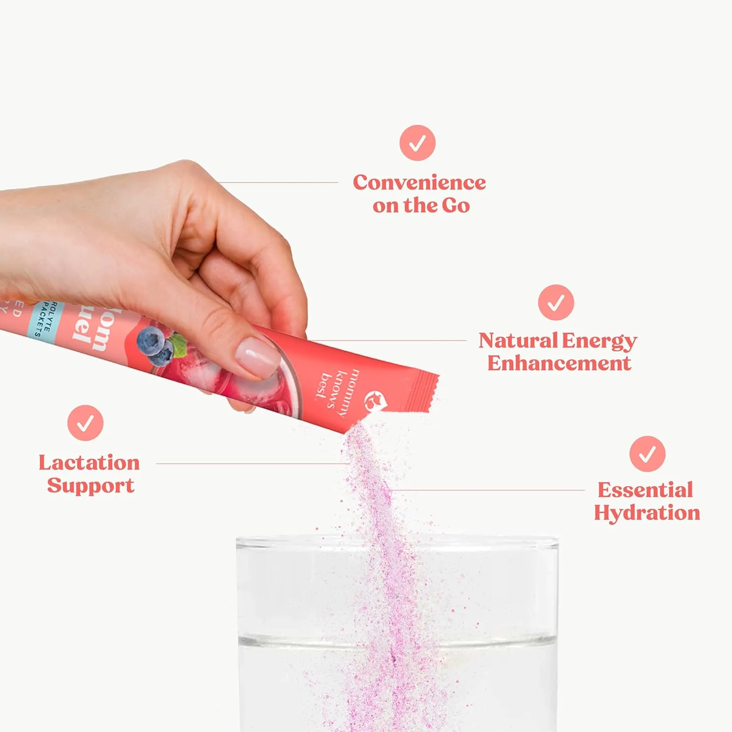 Mommy Knows Best Mom Fuel Electrolyte Drink Mix for Moms, Hydration Support - for Pregnancy, Prenatal, Electrolytes   Trace Minerals, Lactation Drink Mix Supplement (16 Count)