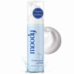 Mood'y 7D Hydro Burst Foaming Face Wash with Hyaluronic Acid & Coconut – 80ml | Deep Pore Cleansing | Non-Drying & Gentle | Face Wash for Glowing Skin | Sulphate-Free & Vegan | For Men & Women