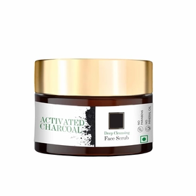 MU Activated Charcoal Deep Cleansing Face Scrub, 50 g | Exfoliation, Anti-Acne, Blackhead Removal | Cleansing, Moisturizing Scrub For All Skin Types | No Parabens, Sulphates, Mineral Oil