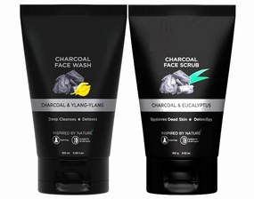MU Charcoal Face Scrub with Face Wash for Deep-Cleanse Pores, Exfoliation, Anti- Acne, Blackhead Remover, Brightens Skin