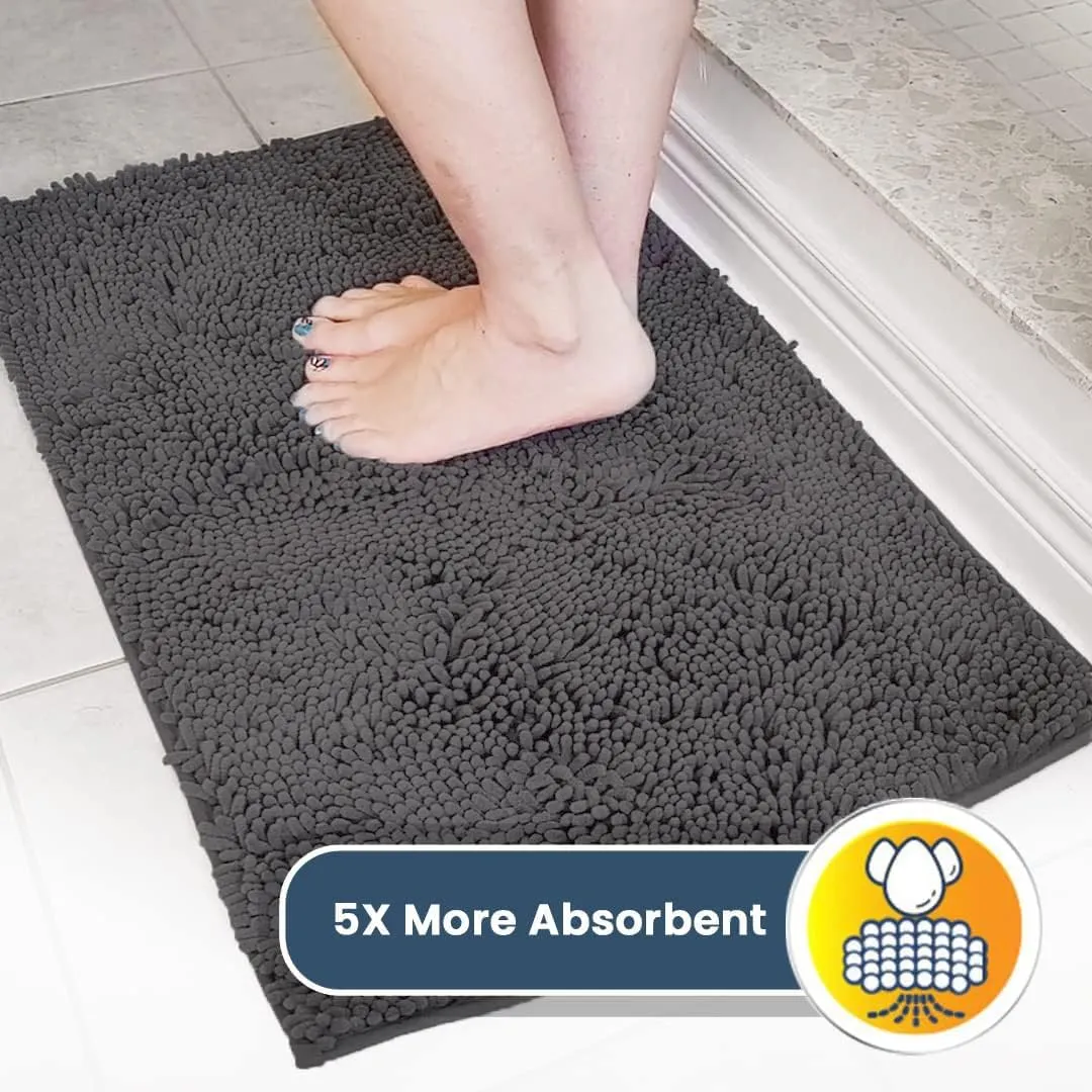 Muddy Mat® Original Dog Door Mat for Muddy Paws, Super Absorbent Microfiber, Non-Slip Washable Pet Rug, Quick Dry Chenille Entryway Carpet, Machine Washable Indoor Outdoor mat, Charcoal 24"x60"