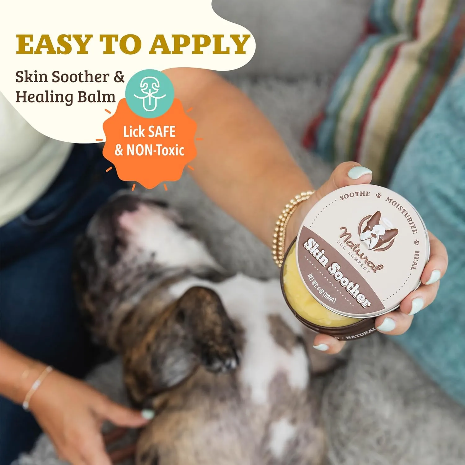 Natural Dog Company Skin Soother Balm, Protects from Hot Spots, Itching & Irritation Relief, Allergy Dog Lotion, Dog Moisturizer & Rash Cream with Coconut Oil & Vitamin E for Pets (4 oz Tin)