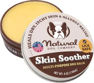 Natural Dog Company Skin Soother Balm, Protects from Hot Spots, Itching & Irritation Relief, Allergy Dog Lotion, Dog Moisturizer & Rash Cream with Coconut Oil & Vitamin E for Pets (4 oz Tin)