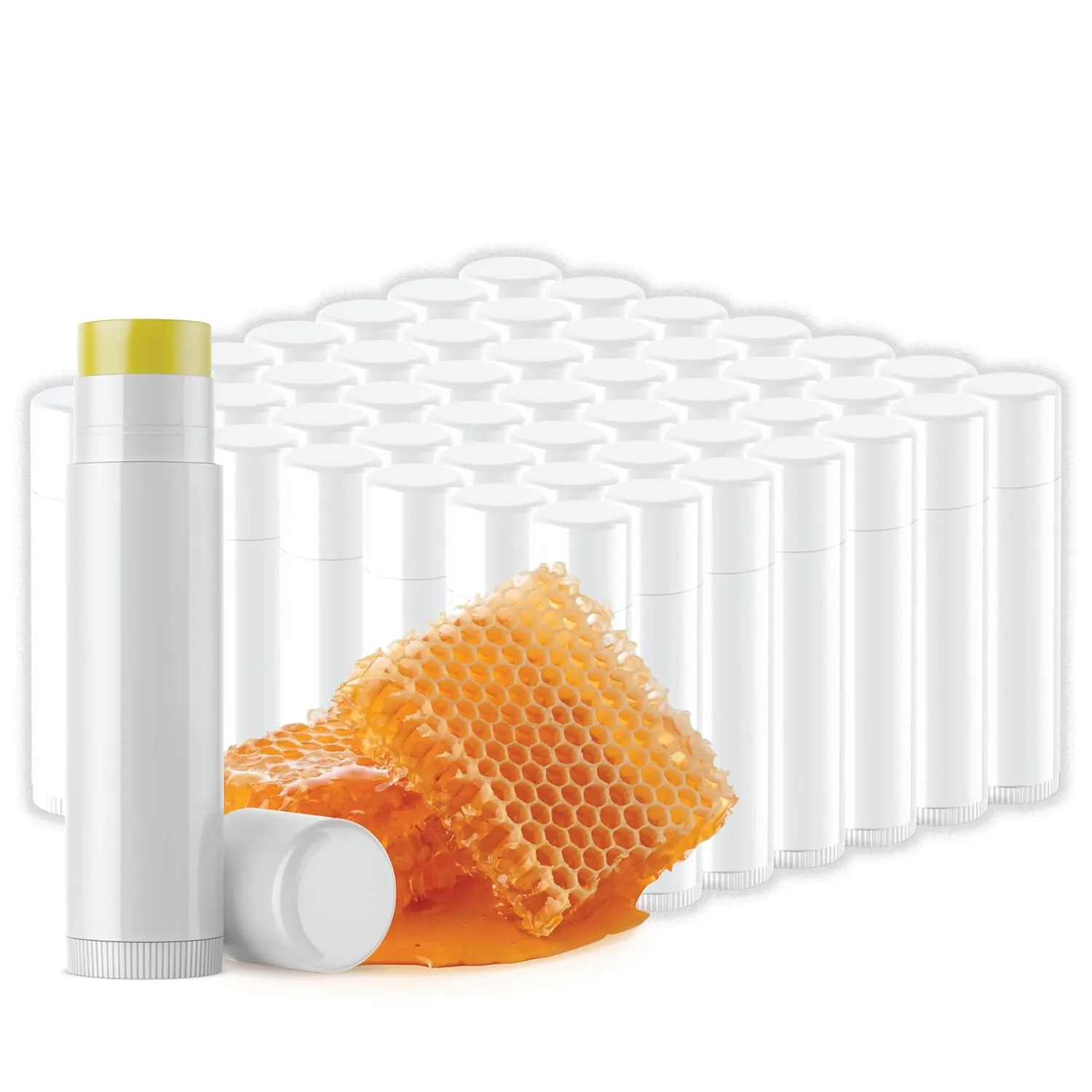 Natural Honey Lip Balm Bulk 50 Pack | Blank Filled Lip Balm For Party Favors, Gift Baskets, or Business Branding. For Men, Women, and Children