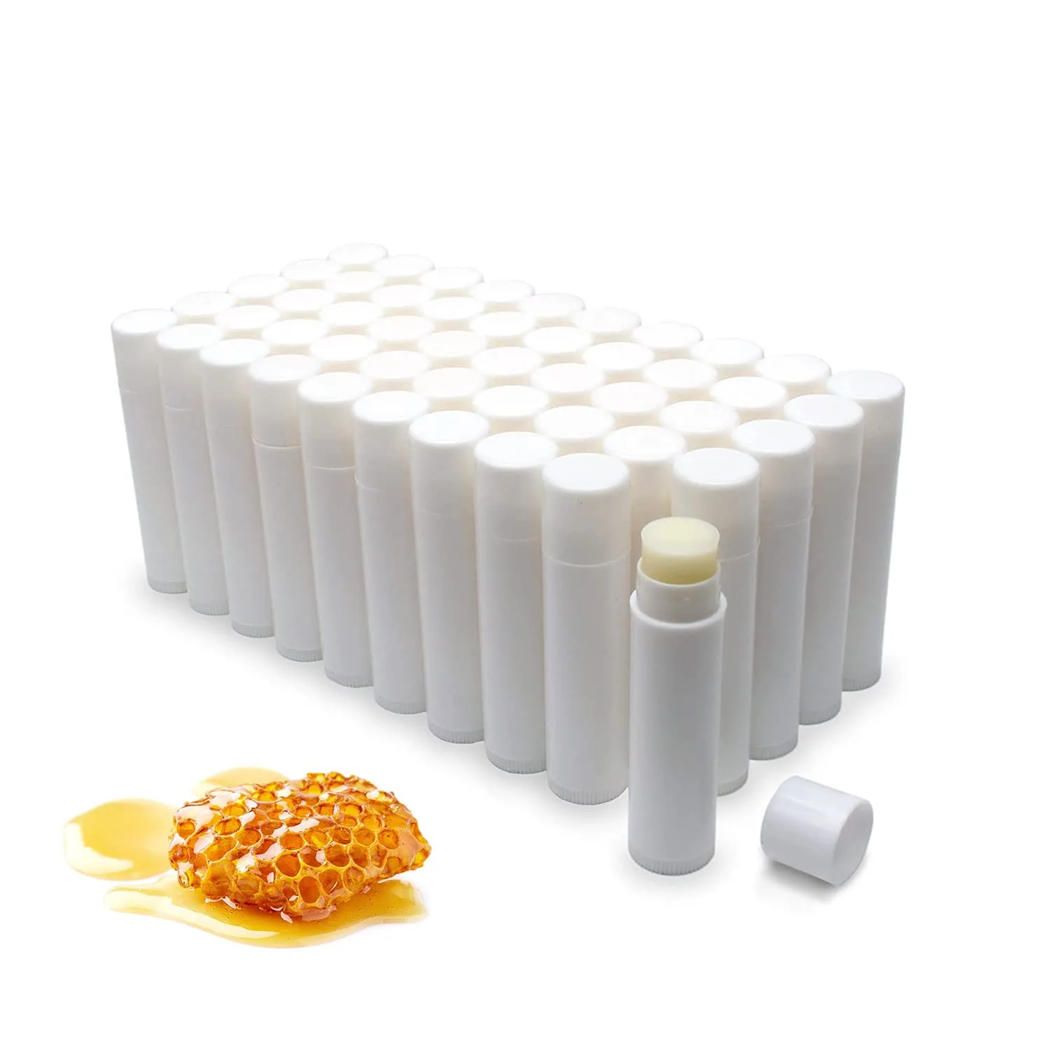 Natural Honey Lip Balm Bulk 50 Pack | Blank Filled Lip Balm For Party Favors, Gift Baskets, or Business Branding. For Men, Women, and Children
