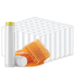 Natural Honey Lip Balm Bulk 50 Pack | Blank Filled Lip Balm For Party Favors, Gift Baskets, or Business Branding. For Men, Women, and Children