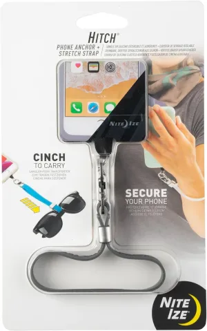 Nite IZE Hitch Phone Anchor & Stretch Strap - Phone Anchor & Adjustable Strap for Drop Protection & Convenience - Cell Phone Lanyard - Charcoal