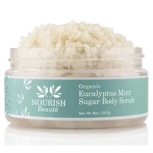 Nourish Beaute Organic Sugar Body Scrub for Exfoliation and Cellulite, Hydrates and Moisturizes Skin while Improving Skin Tone and Texture, 8 oz Eucalyptus Mint