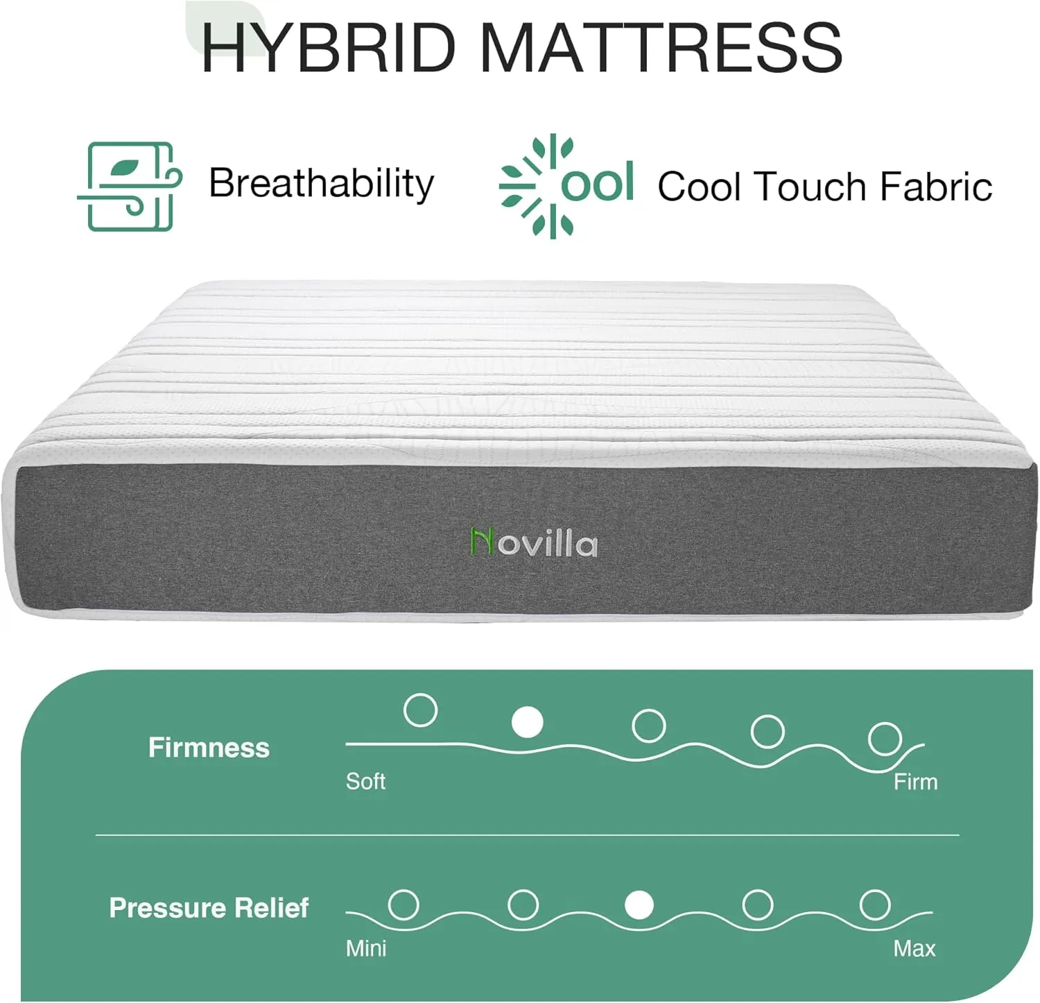 Novilla Twin Mattress 10 Inch, Twin Size Mattresses for Kids Memory Foam Mattress with Cooling Gel Infused Cover & Pressure-Relieving Foam for Edge Support & Comfort Sleep
