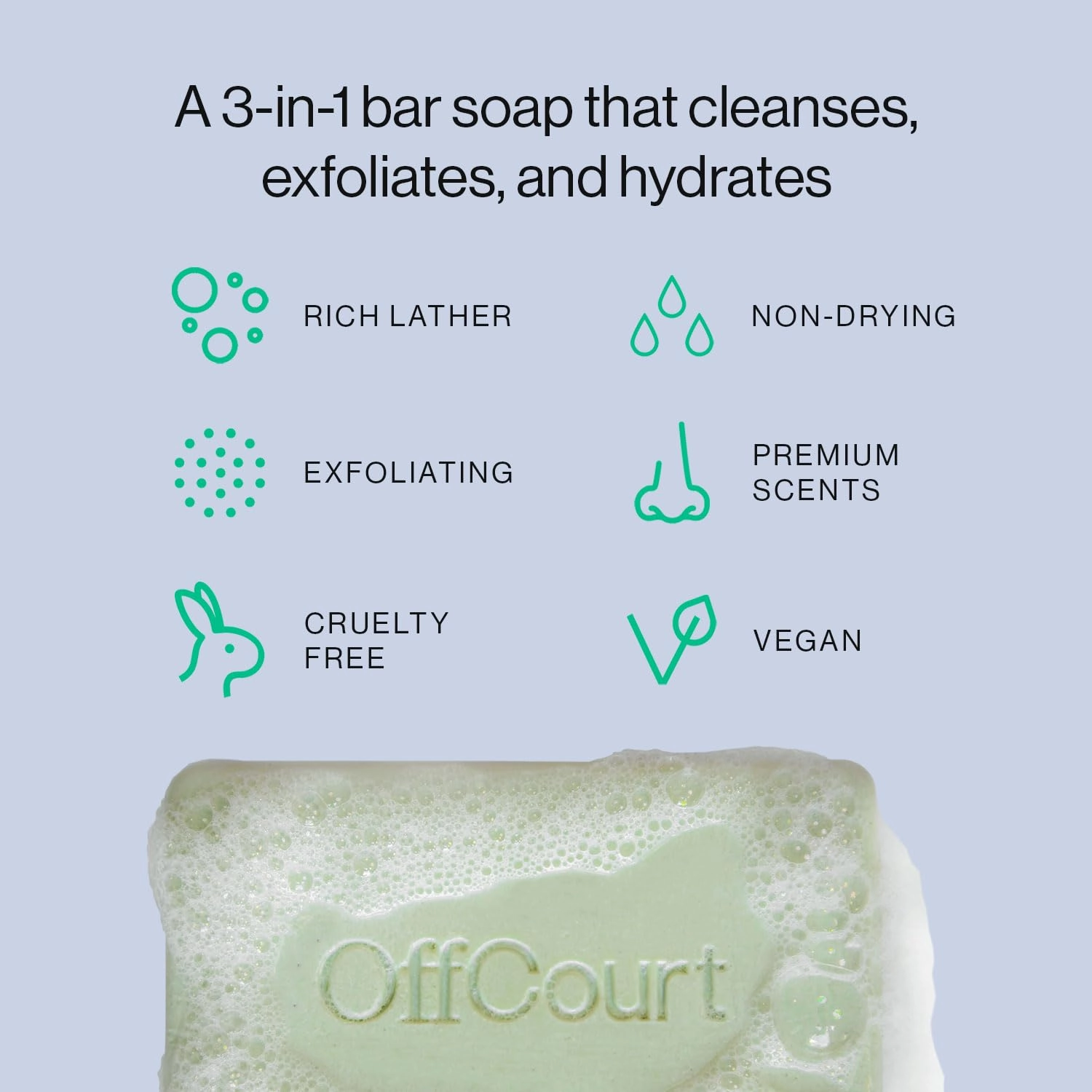OffCourt Exfoliating Bar Soap – Whole Body, Deep Cleansing and Hydrating Soap for Men & Women - All Skin Types - Non-Drying Bar - Citrus, Fresh Fig Leaves & Sandalwood Scents (5oz, 3 Pack)