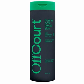 OffCourt Sulfate-Free Body Wash for Men & Women - Non-Drying Exfoliator with Glycolic & Lactic Acids Leaves Skin Fresh & Smooth with Coconut Water and Sandalwood Scent, 14 Fl. Oz (Pack of 1)