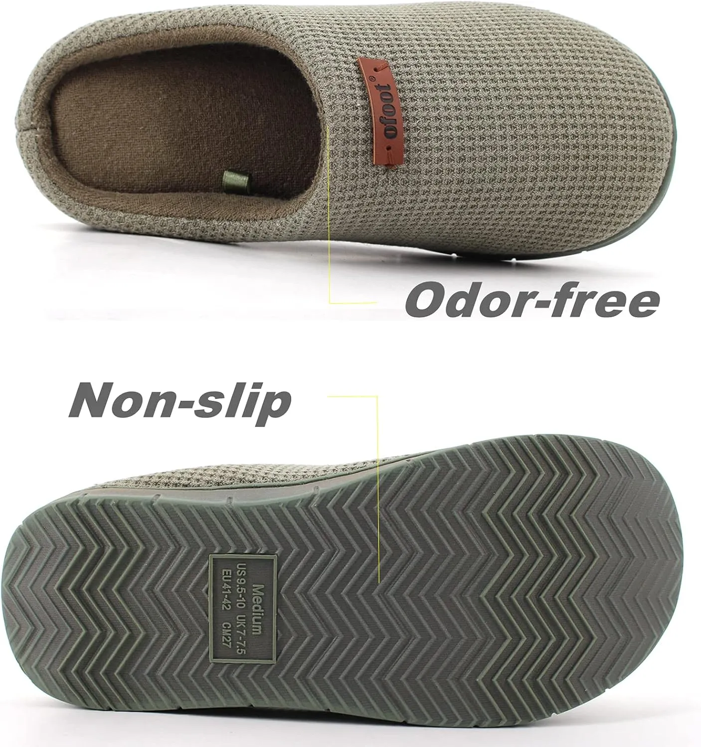 ofoot Comfortable and Supportive Women's Home Slippers with Memory Foam,Terry Cloth Lining Non-Slip TPR Outsole
