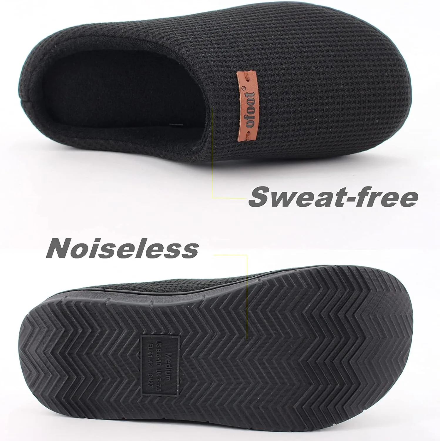 ofoot Comfortable and Supportive Women's Home Slippers with Memory Foam,Terry Cloth Lining Non-Slip TPR Outsole