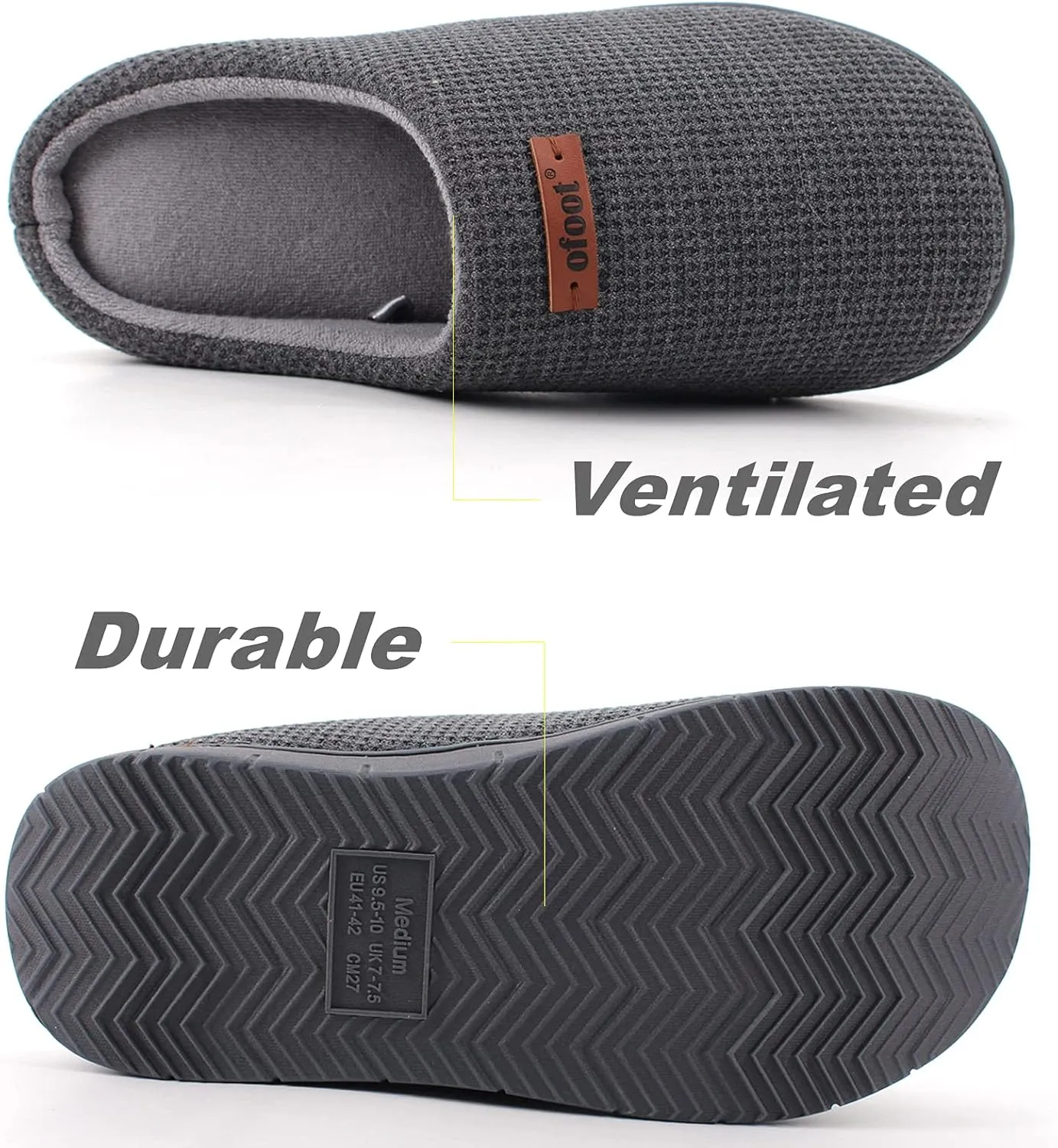 ofoot Comfortable and Supportive Women's Home Slippers with Memory Foam,Terry Cloth Lining Non-Slip TPR Outsole
