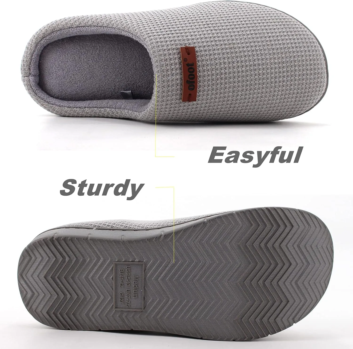 ofoot Comfortable and Supportive Women's Home Slippers with Memory Foam,Terry Cloth Lining Non-Slip TPR Outsole