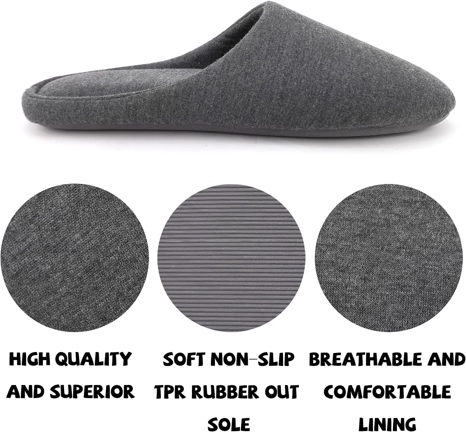 ofoot Women's Memory Foam Cotton House Slippers for Summer - Comfortable,Washable Indoor Bedroom Shoes with Non-Slip Rubber Outsoles