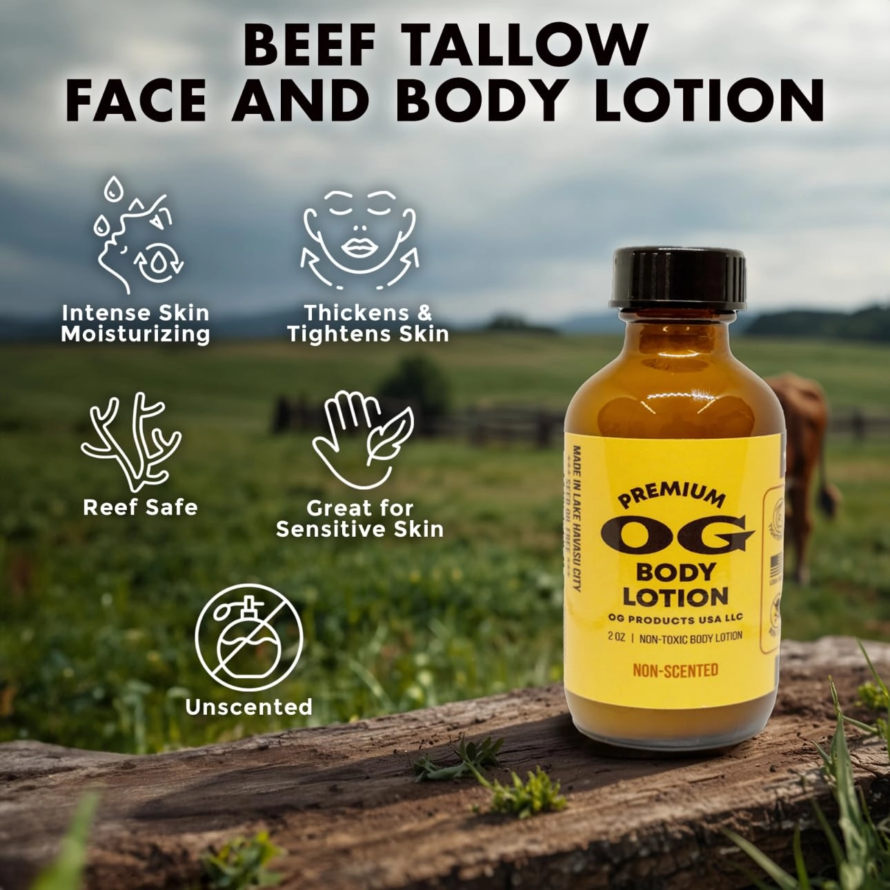 OG Products USA- OG Lotion Tallow, Organic MCT Coconut Oil, Beeswax, Vitamins, and Fatty Acids Anti-Aging Skin Hydrating 2 oz