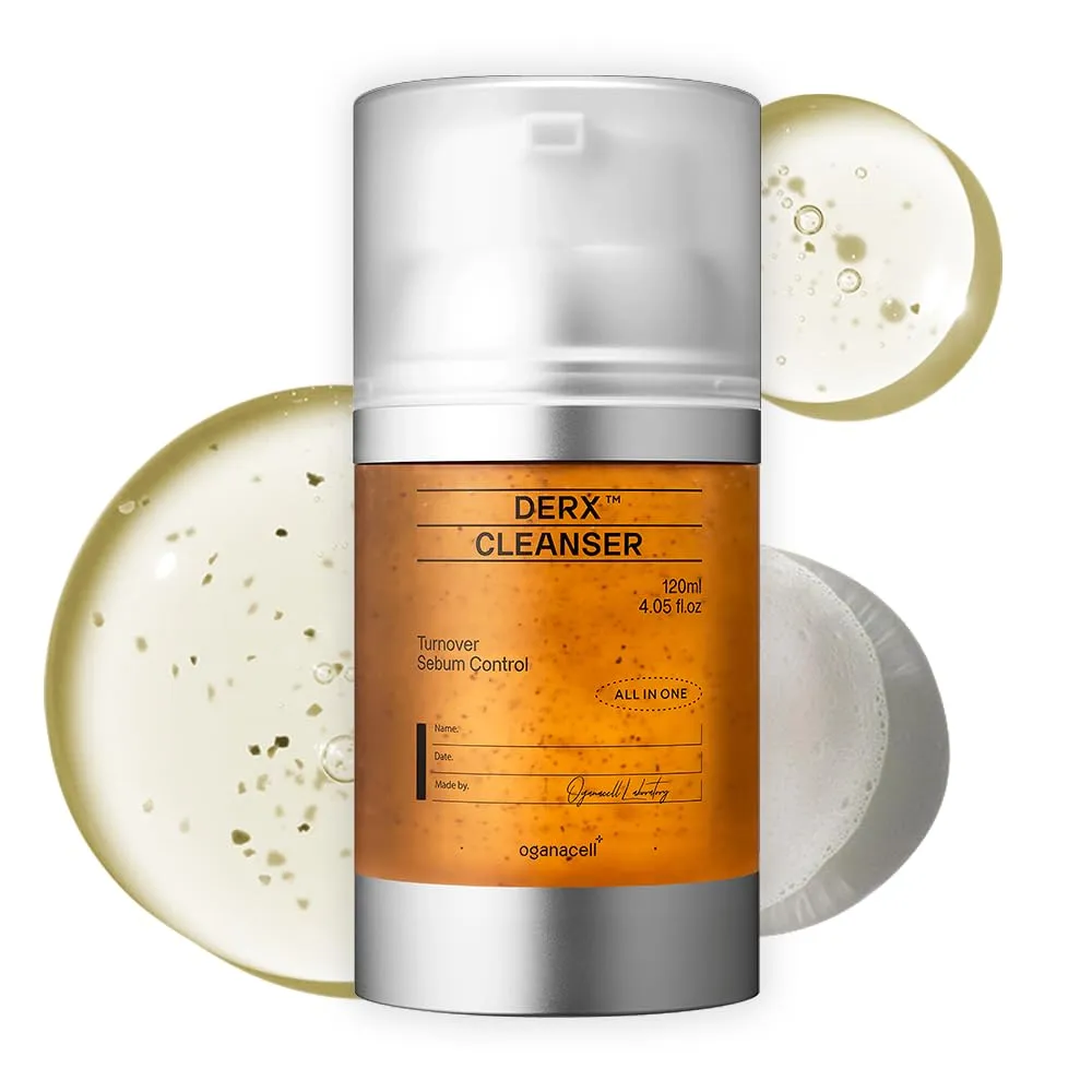 Oganacell DERX Revitalizing Facial Cleanser with Peptides & Walnut Microbeads - Gentle Exfoliating Gel for all Skin, 120ml