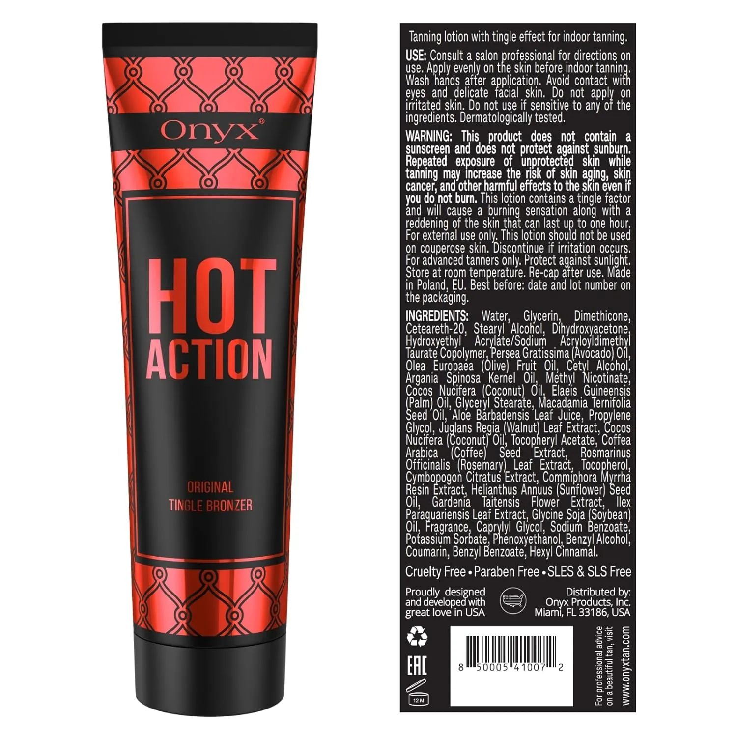 Onyx Hot Action Tingle Tanning Lotion for Tanning Beds – Tingle Intensifier for Advanced Tanners, Hot Tanning Lotion with Bronzer and Accelerator, Ultra Moisturizing
