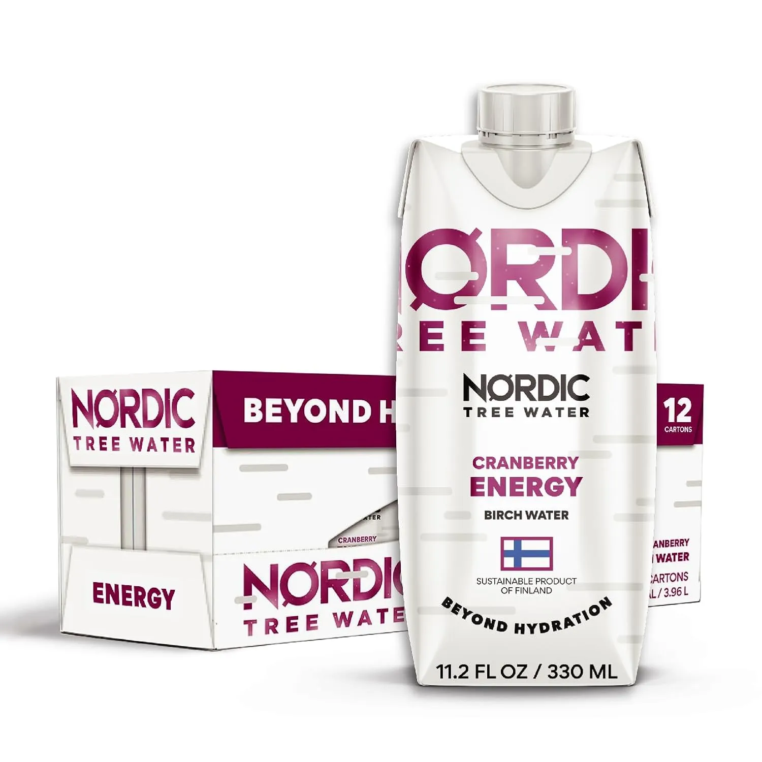 Organic Birch Tree Water ENERGY - Natural Electrolytes & Antioxidants, Sustainably Harvested in Finland, BPA-Free Tetra Pak, Hydrating Superdrink (Pack of 12)