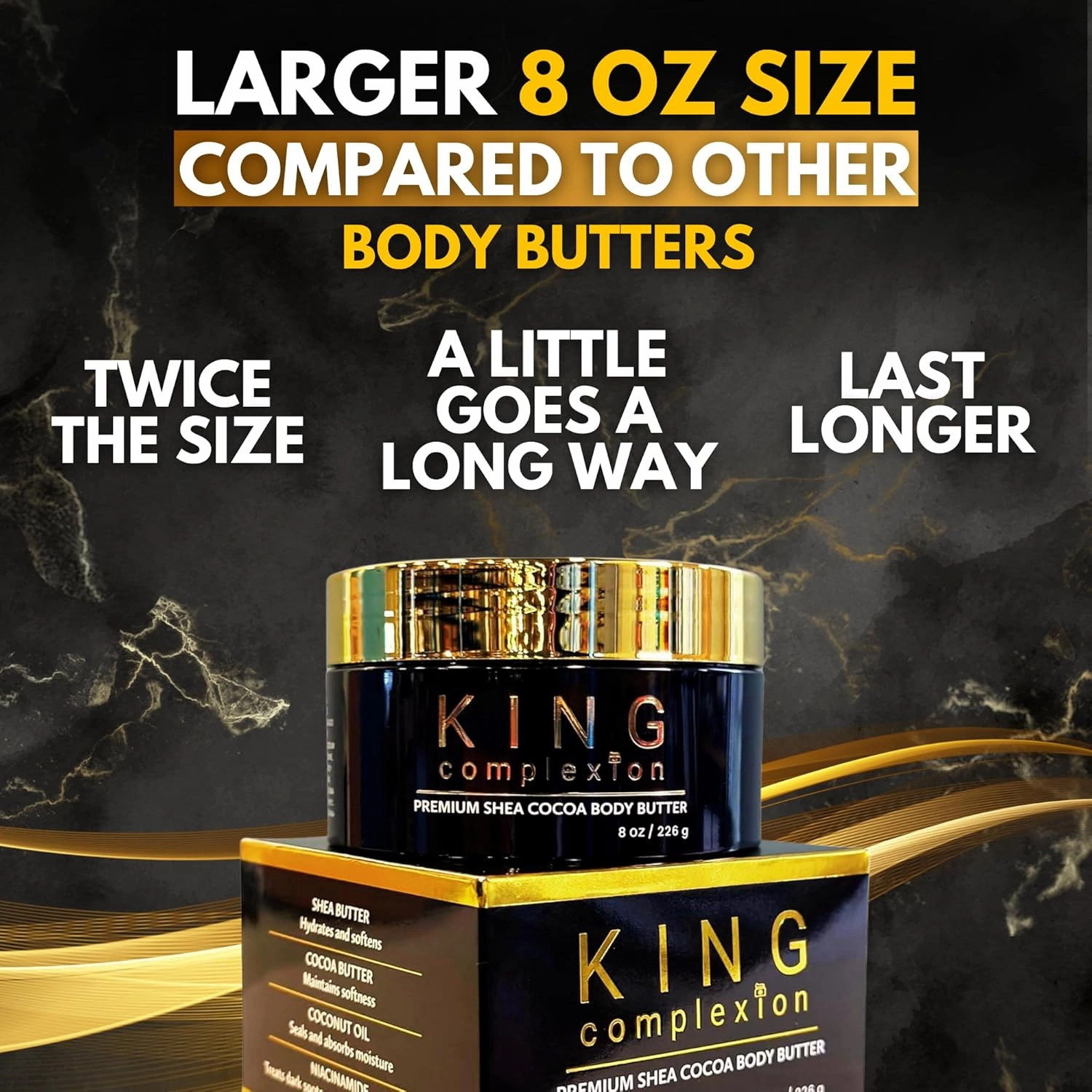 Organic Luxury Skincare – Cocoa Butter Body Butter with Shea Butter & Coconut Oil – Ultra Hydrating Men Body Butter, Body Moisturizer, Massage Butter, Black Skincare (8 oz)