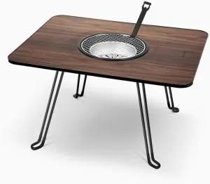 Outdoor Folding Table for Cooking Tea with Fireplace Thickened One-Piece Table for Camping Barbecues Grill Table Portable Picnic Table Suitable for Outdoor Camping Picnic Barbecue
