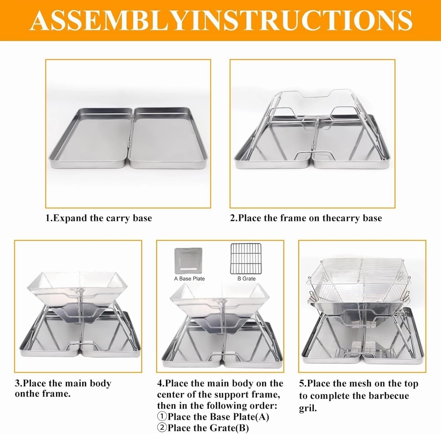 Outdoor Picnic Stainless Steel Barbeque Grill Portable Camping Grill for Backpacking Hiking Travel Picnic Outdoor Grill