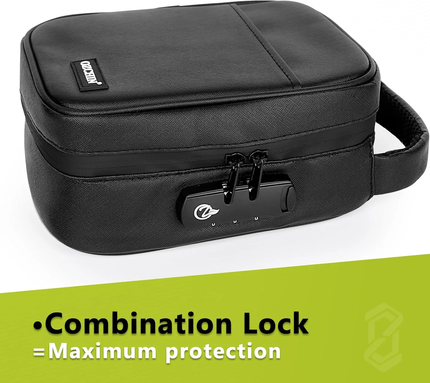 OZCHIN Large Smell Proof Bag with Combination Lock Odor Proof Lock Box Travel Storage Case Activated Charcoal Bag Great Christmas Gift (Black)