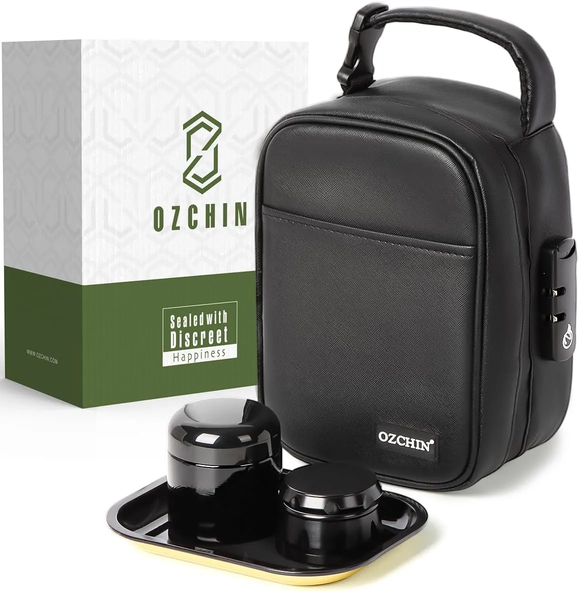OZCHIN Large Smell Proof Bag with Combination Lock Odor Proof Lock Box Travel Storage Case Activated Charcoal Bag Great Christmas Gift (Black)