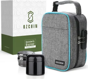 OZCHIN Large Smell Proof Bag with Combination Lock Odor Proof Lock Box Travel Storage Case Activated Charcoal Bag Great Christmas Gift (Grey)