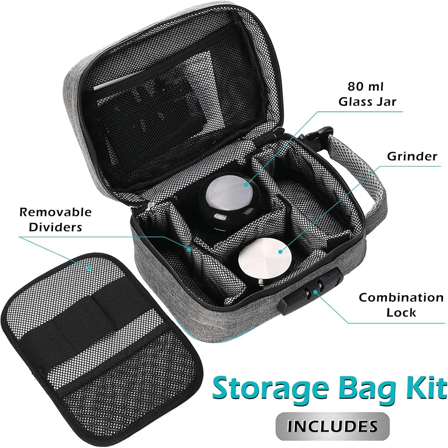 OZCHIN Large Smell Proof Bag with Combination Lock Odor Proof Lock Box Travel Storage Case Activated Charcoal Bag Great Christmas Gift (Grey)