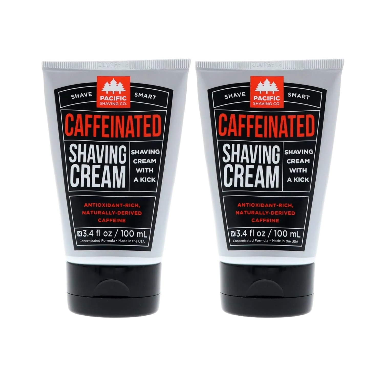 Pacific Shaving Company Caffeinated Shaving Cream - Caffeine, Shea Butter   Spearmint Antioxidant Shaving Cream - Clean Formula for Hydrating, Redness Reducing   Irritation-Free Shave (3.4 Oz, 2 Pack)