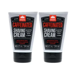 Pacific Shaving Company Caffeinated Shaving Cream - Caffeine, Shea Butter   Spearmint Antioxidant Shaving Cream - Clean Formula for Hydrating, Redness Reducing   Irritation-Free Shave (3.4 Oz, 2 Pack)