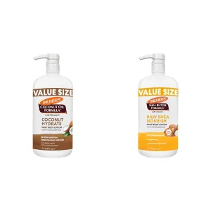 Palmer's Coconut Oil Formula Body Lotion for Dry Skin & Shea Formula Raw Shea Body Lotion for Dry Skin, Hand & Body Moisturizer, Value Size Pump Bottle, 33.8 Ounces (Pack of 1)