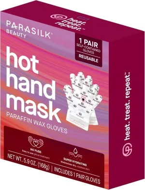 Parasilk Beauty Hot Hand Mask– 1 Pair Self-Contained Paraffin Wax Gloves, Intensive Hydration. Infused with Vitamin E, Coconut, Argan, & Marula Oil