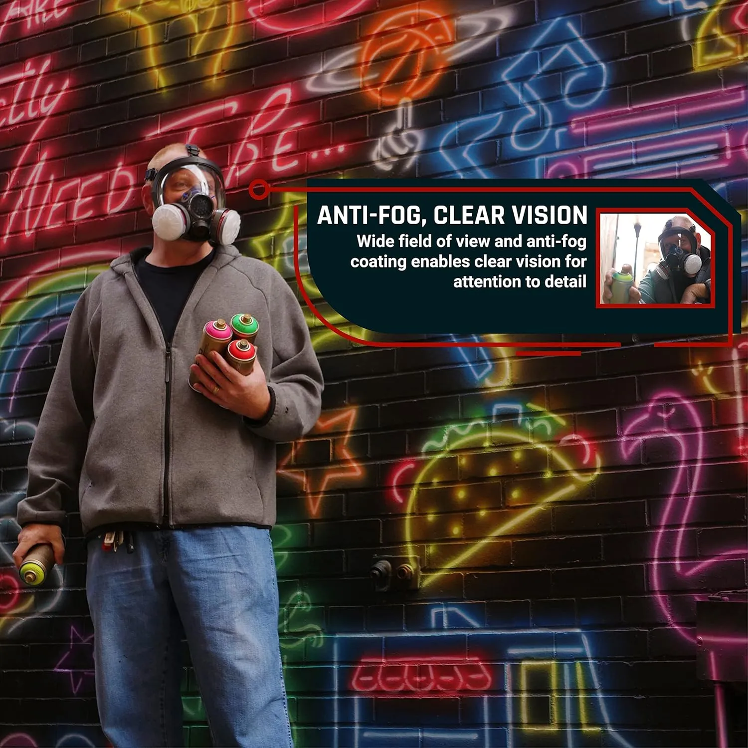 Parcil Distribution Gas Mask Survival Nuclear and Chemical Full Face Respirator - Organic Vapor & Particulate - CE Tested