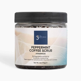 Peppermint Coffee Scrub – Exfoliating Body Scrub for Smooth, Glowing Skin – With Arabica Coffee, Coconut Oil & Mint – Reduces Cellulite & Dryness – 8oz