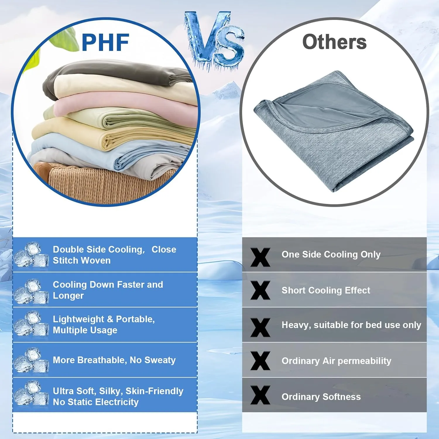 PHF Reversible Double Cooling Blanket Twin Size,Soft Arc-Chill Q-Max>0.5 Thin Summer Throw for Hot Sleeper,Breathable Lightweight Portable Silky Single Layer for Home Office Travel Car,Charcoal