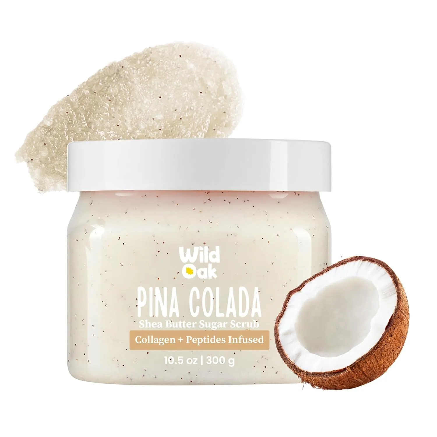 Pina Colada Shea Butter Sugar Scrub | 300gm | With Collagen & Peptides | Tan Removal | Lightens Dark Area Like Neck & Elbows | Smoothen Bumpy Legs & Hands | Ultra Hydrating & Exfoliating Scrub