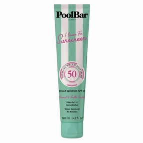 PoolBar SPF 50 Hydrating Mineral Body Sunscreen Cream for Women Skin Care - Coconut Vanilla Scent, Vegan and Water Resistant, Broad Spectrum Sunscreen, 130 ml (4.3 Fl. Oz)