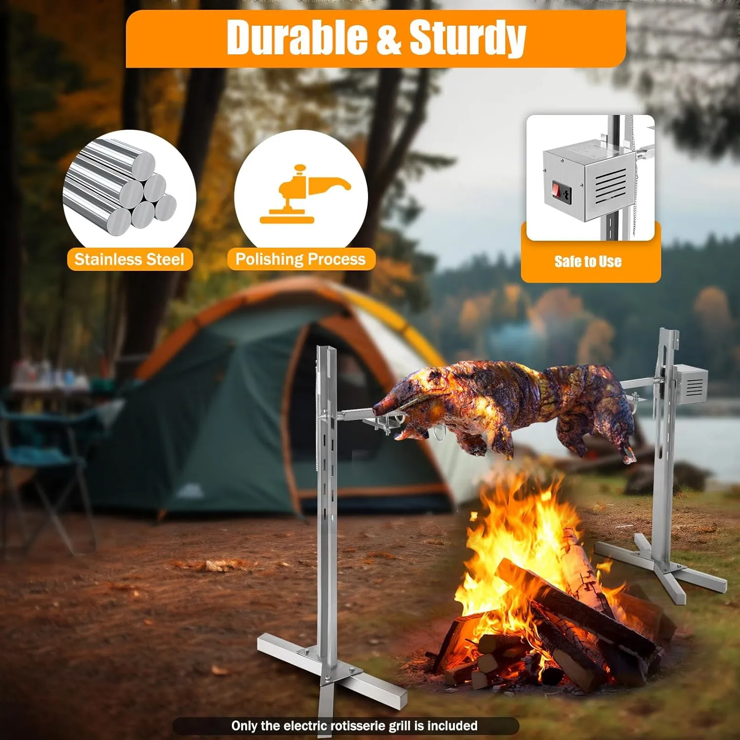 Portable Barbecue Charcoal Grill, Adjustable Height 360° Rotating Barbecue Grill for Camping, Picnic, Backyard, Outdoor Cooking