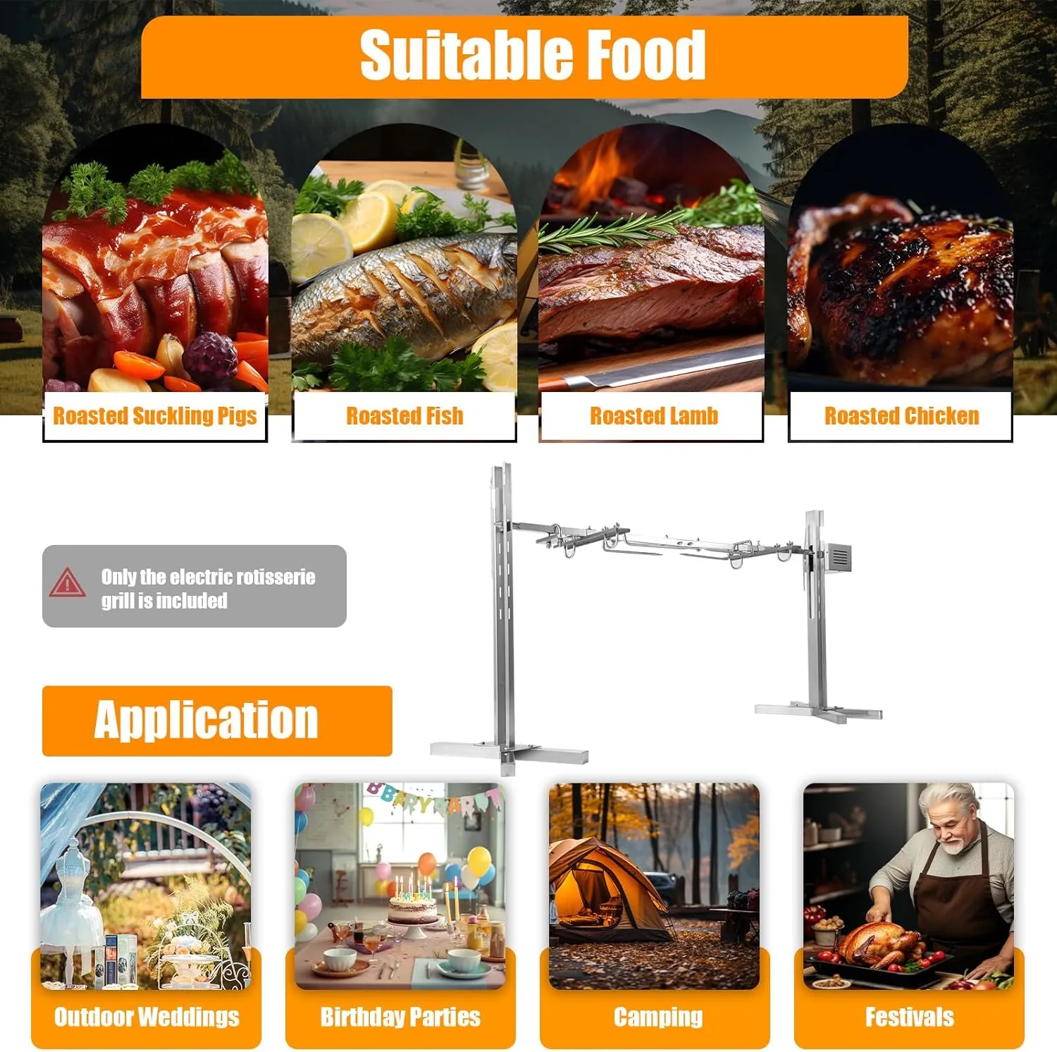 Portable Barbecue Charcoal Grill, Adjustable Height 360° Rotating Barbecue Grill for Camping, Picnic, Backyard, Outdoor Cooking