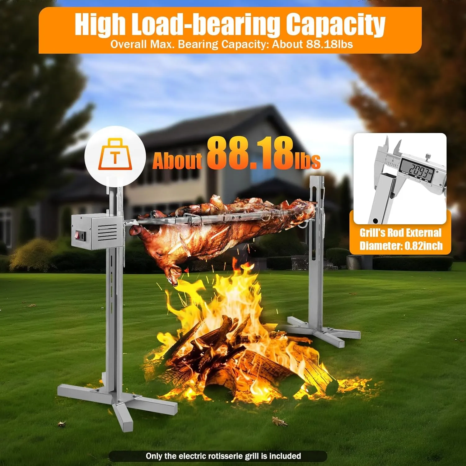 Portable Barbecue Charcoal Grill, Adjustable Height 360° Rotating Barbecue Grill for Camping, Picnic, Backyard, Outdoor Cooking
